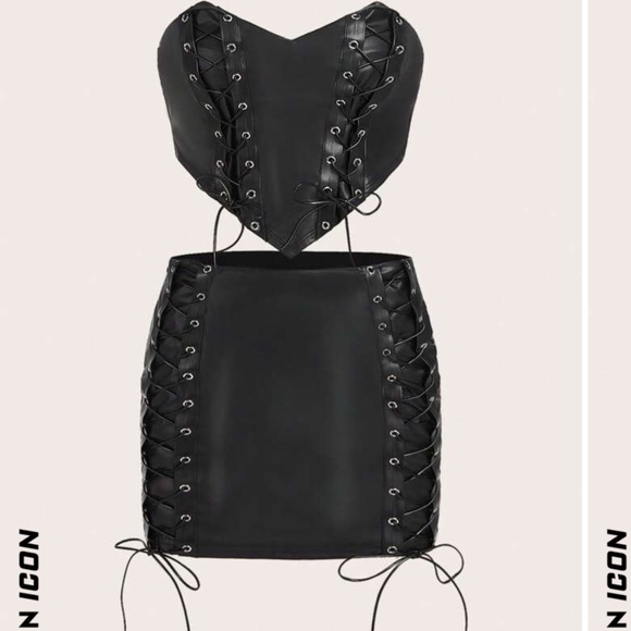 ICON leather lace up two piece - Picture 1 of 9